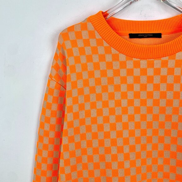 Louis Vuitton Orange Checkerboard Cotton & Polyester Sweater - Picture 3 of 7